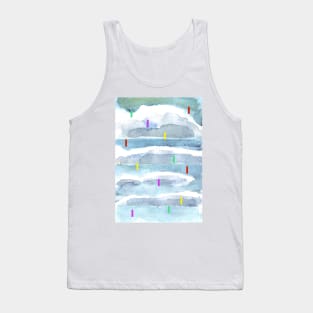 Colorful summer rain out of watercolor clouds Tank Top